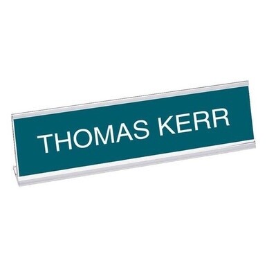 Xstamper Standard Aluminum Desk Sign - 1 Each - 8" Width x 2" Height - Aluminum - Silver