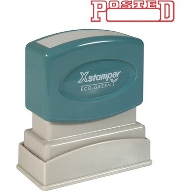 Xstamper POSTED Open Space Title Stamp - Message Stamp - &quot;POSTED&quot; - 0.50&quot; Impression Width x 1.62&quot; Impression Length - 100000 Impression(s) - Red - Recycled - 1 Each