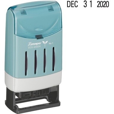 Xstamper VersaDater Large Type Date Stamp - Message/Date Stamp - "FAXED, PAID, REC'D" - 1" Impression Width x 0.16" Impression Length - Black - Recycled - 1 Each