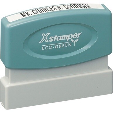 Xstamper Custom Single Line Pre-inked Stamp - Custom Message Stamp - 0.12&quot; Impression Width x 2.37&quot; Impression Length - 50000 Impression(s) - Recycled - 1 Each