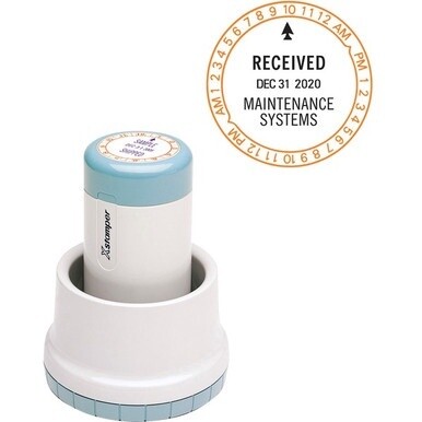 Xstamper XpeDater Rotary Date &amp; Time Stamp - Message/Date Stamp - "RECEIVED" - 1.90" Impression Diameter - 50000 Impression(s) - Red, Blue - Recycled - 1 Each