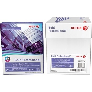 Xerox Bold Professional Quality Paper - Letter - 8 1/2&quot; x 11&quot; - 24 lb Basis Weight - 500 / Ream - Chlorine-free, Acid-free, ColorLok Technology, Jam-free - White