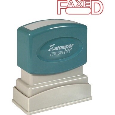 Xstamper FAXED Title Stamps - Message Stamp - &quot;FAXED&quot; - 0.50&quot; Impression Width x 1.62&quot; Impression Length - 100000 Impression(s) - Red - Recycled - 1 Each