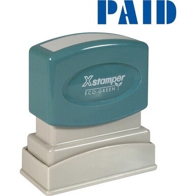 Xstamper Blue PAID Title Stamp - Message Stamp - &quot;PAID&quot; - 0.50&quot; Impression Width x 1.62&quot; Impression Length - 100000 Impression(s) - Blue - Recycled - 1 Each