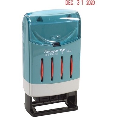 Xstamper VersaDater Small Type Date Stamp - Message/Date Stamp - &quot;FAXED, PAID, RECEIVED&quot; - 0.87&quot; Impression Width x 0.12&quot; Impression Length - Red - Recycled - 1 Each