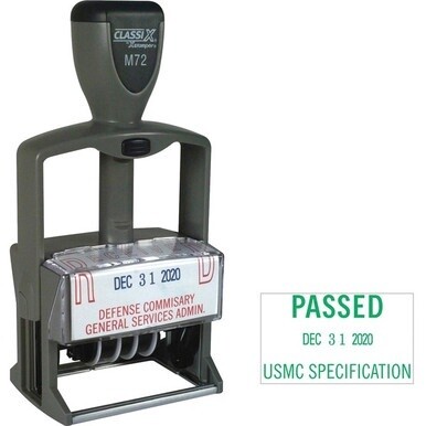 Xstamper ClassiX Self-inking Plastic Date Stamp - Custom Message/Date Stamp - 1.25&quot; Impression Width x 2.12&quot; Impression Length - 1 Each