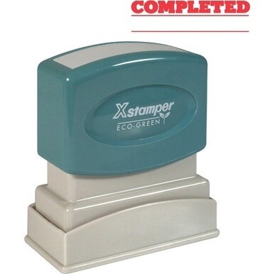Xstamper COMPLETED Stamp - Message Stamp - &quot;COMPLETED&quot; - 0.50&quot; Impression Width x 1.63&quot; Impression Length - 100000 Impression(s) - Red - Recycled - 1 Each