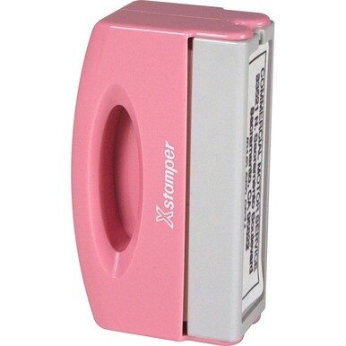 Xstamper Pre-inked Pink Pocket Stamp - Custom Message Stamp - 0.50&quot; Impression Width x 2&quot; Impression Length - 50000 Impression(s) - Pink - Recycled - 1 Each