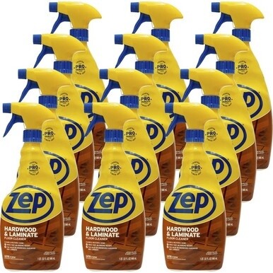 Zep Hardwood &amp; Laminate Floor Cleaner - 32 fl oz (1 quart) - Fresh Scent - 12 / Carton - Brown