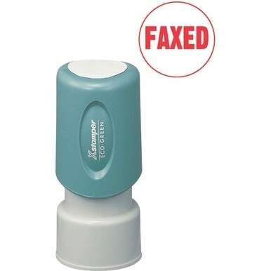 Xstamper Pre-Inked FAXED Stamp - Message Stamp - &quot;FAXED&quot; - 0.63&quot; Impression Diameter - Red - Recycled - 1 Each