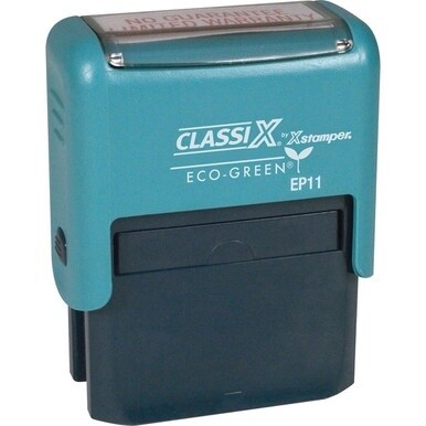 Xstamper ClassiX ECO Self-inking Message Stamp - Custom Message/Date Stamp - 0.50&quot; Impression Width x 1.50&quot; Impression Length - Black - Plastic - Recycled - 1 Each