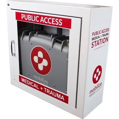 ZOLL Medical Rescue System Alarm Wall Cabinet - 22.5&quot; x 8&quot; x 21&quot; - Damage Resistant, See-through Window, Wall Mountable - Gray - Steel