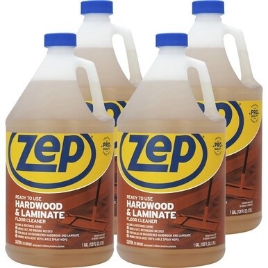 Zep Hardwood &amp; Laminate Floor Cleaner - 128 fl oz (4 quart) - Fresh ScentBottle - 4 / Carton - Brown