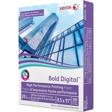 Xerox Bold Digital Printing Paper - 100 Brightness - Letter - 8 1/2&quot; x 11&quot; - 28 lb Basis Weight - Smooth - 500 / Ream - Sustainable Forestry Initiative (SFI) - Uncoated - White