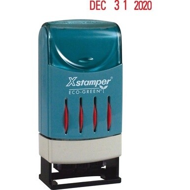 Xstamper VersaDater Large Type Date Stamp - Message/Date Stamp - &quot;FAXED, PAID, RECEIVED&quot; - 1&quot; Impression Width x 0.16&quot; Impression Length - Red - Recycled - 1 Each
