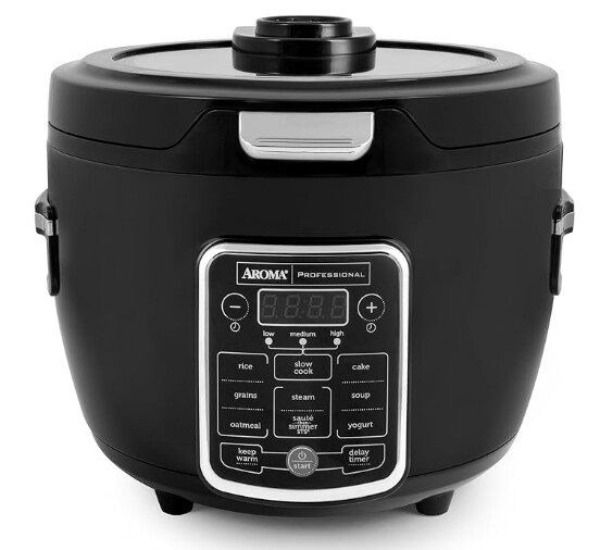 Aroma Professional ARC-1230B Grain, Oatmeal,Slow Cooker, Saute, Steam, Timer, 10 Cup Uncooked/20 Cup Cooked, Black