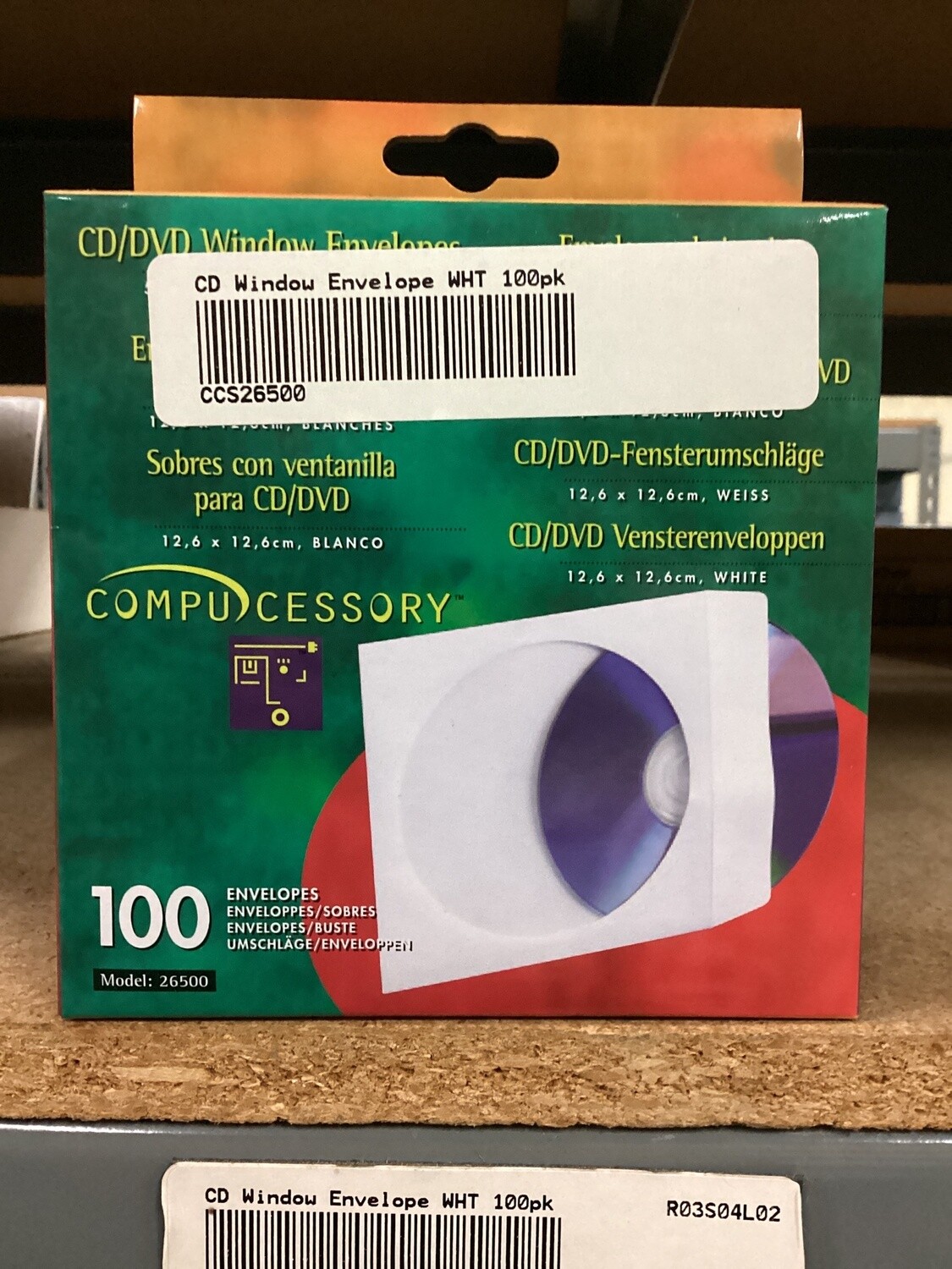 CD Window Envelope WHT 100pk