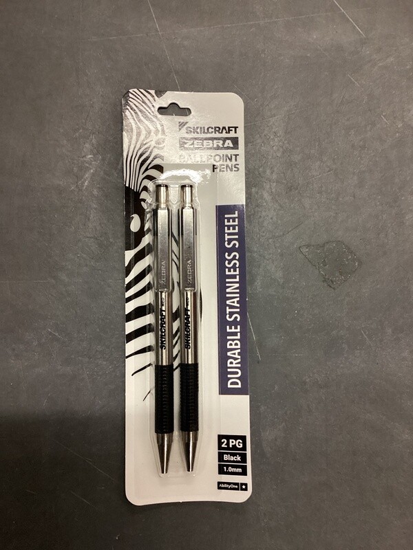 GSA MAS ABILITYONE 7520016661049 7520-01-666-1049  Pen, Retractable Ballpoint, Stainless Steel, Nonslip Grip, Medium Point, Black Ink, 2/PG 12 PG