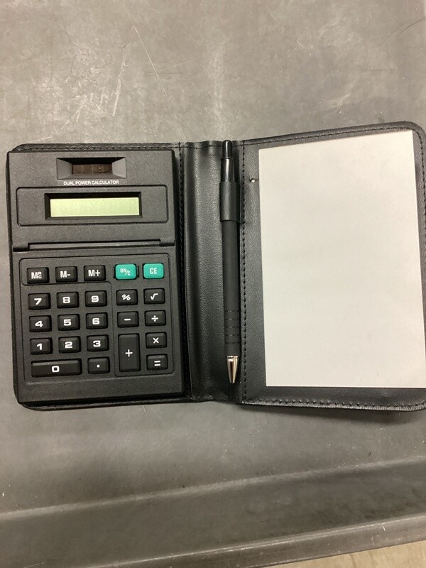 ABILITYONE 7420014844565 7420-01-484-4565  Portfolio, Calculator, Writing Pad and Pen, Leather-Look, Black, 6-1/4" x 4-3/4" 6 EA