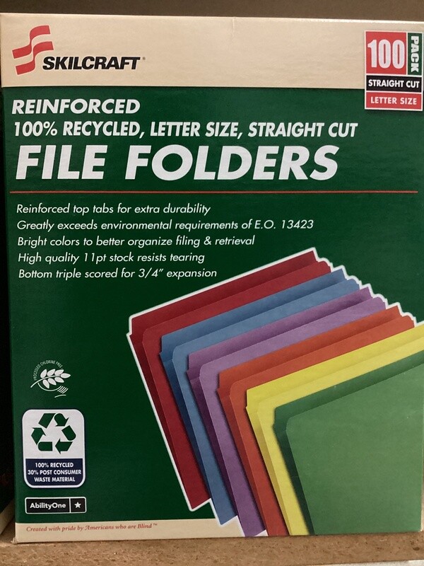 ABILITYONE 7530013649483 7530-01-364-9483  Folder, File, Straight Cut, Purple, Letter 5 BX