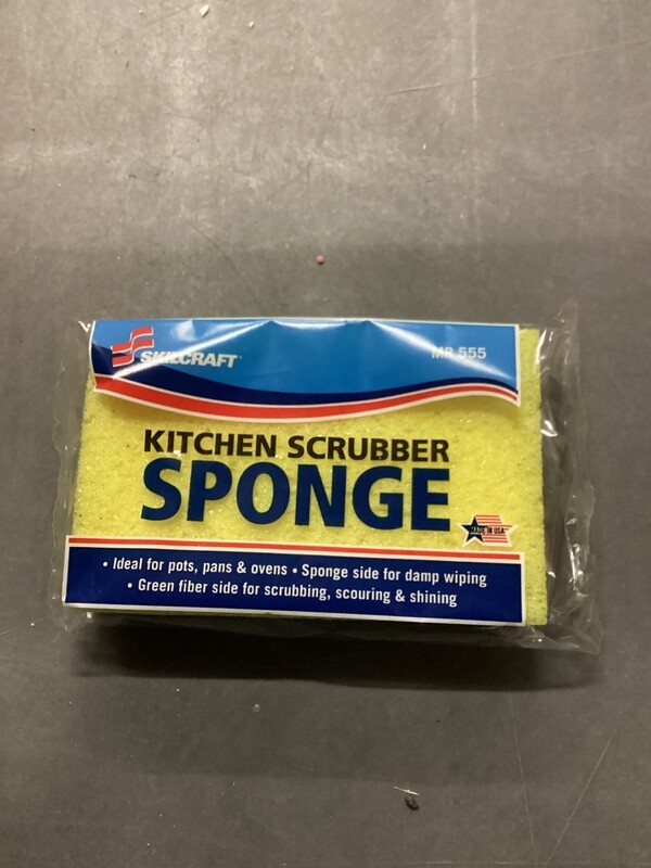ABILITYONE 7920014632978 7920-01-463-2978  Sponge, Scrubber, Polyester, White and Yellow, 4 5/8" x 3" 1 BX