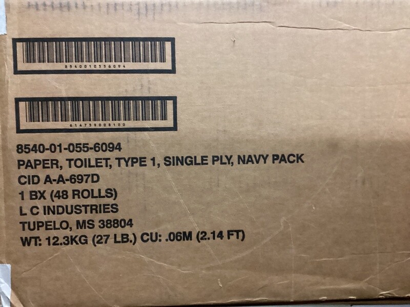 ABILITYONE 8540010556094 8540-01-055-6094  Tissue, Toilet, 1-Ply, 4-1/2" x 4-1/2", White, 48 Rolls 1 BX