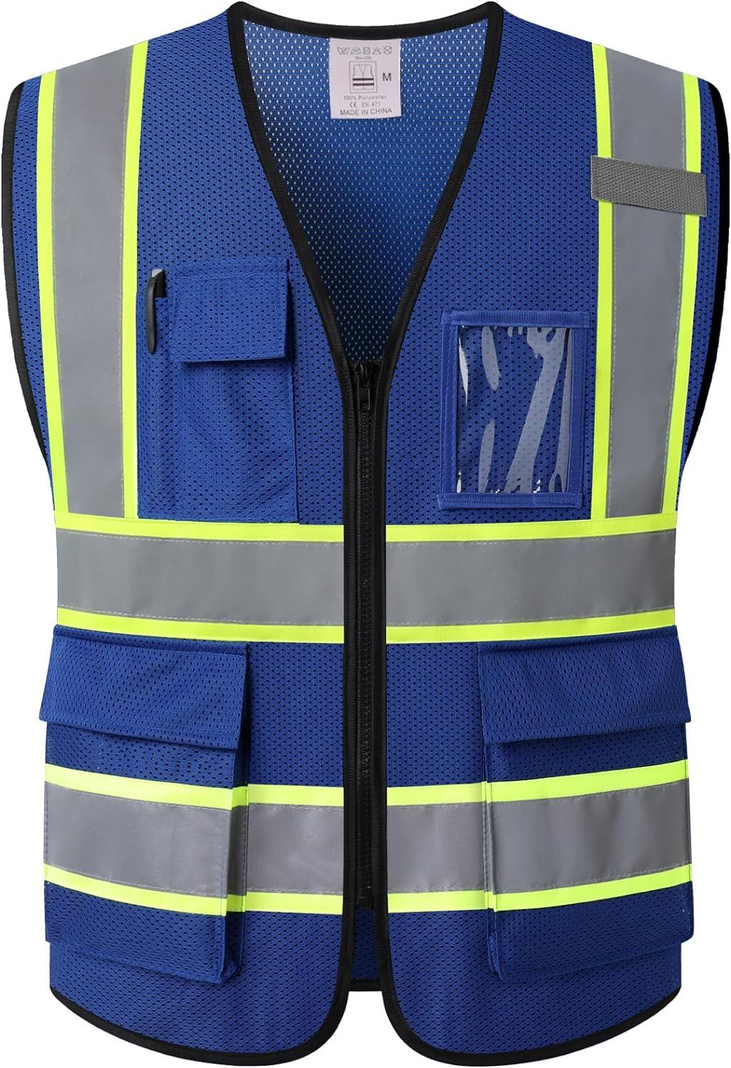 Reflective Safety Vest for Men Women with 5 Pockets and Zipper Front High Visibility Mesh Vest Hi Vis Construction Work Vest,Meets ANSI/ISEA Standards