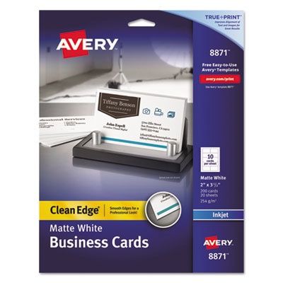 Avery Clean Edge Business Cards, 2&quot; x 3.5&quot; , White, 200 (08871)
