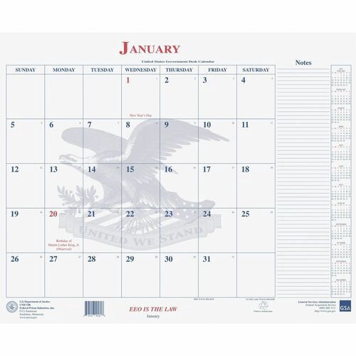 Unicor Blotter Style Monthly Calendar PaD EA