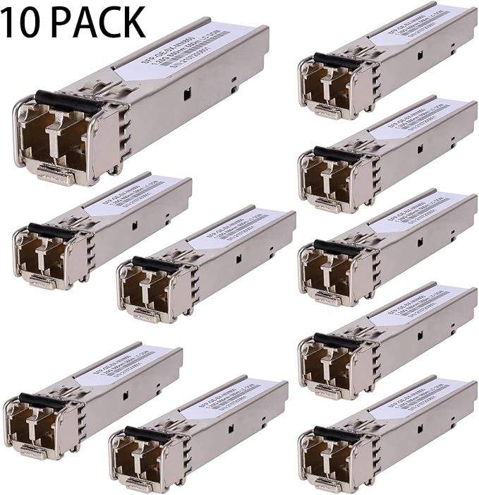 10Pack 1.25G 850nm Multimode SFP LC Transceiver Fiber Module 550 Meters 1000Base-SX LC MMF for Cisco GLC-SX-MMD/SX-MM/SFP-GE-S,Fortinet,Ubiquiti UniFi UF-MM-1G,Mikrotik S-85DLC05D Meraki MA-SFP-1GB-SX