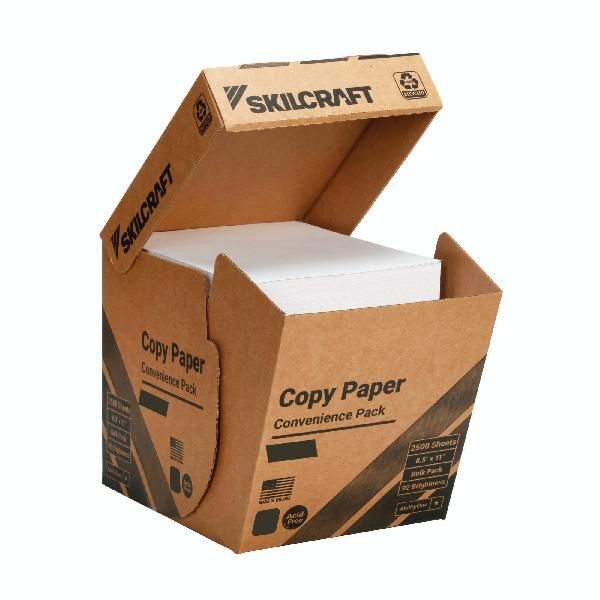 ABILITYONE 7530017253060 7530-01-725-3060  Copy Paper, 8.5" x 11", White, 50% Recycled, Bulk 2500 Sheet Convenience Pack 80 BX