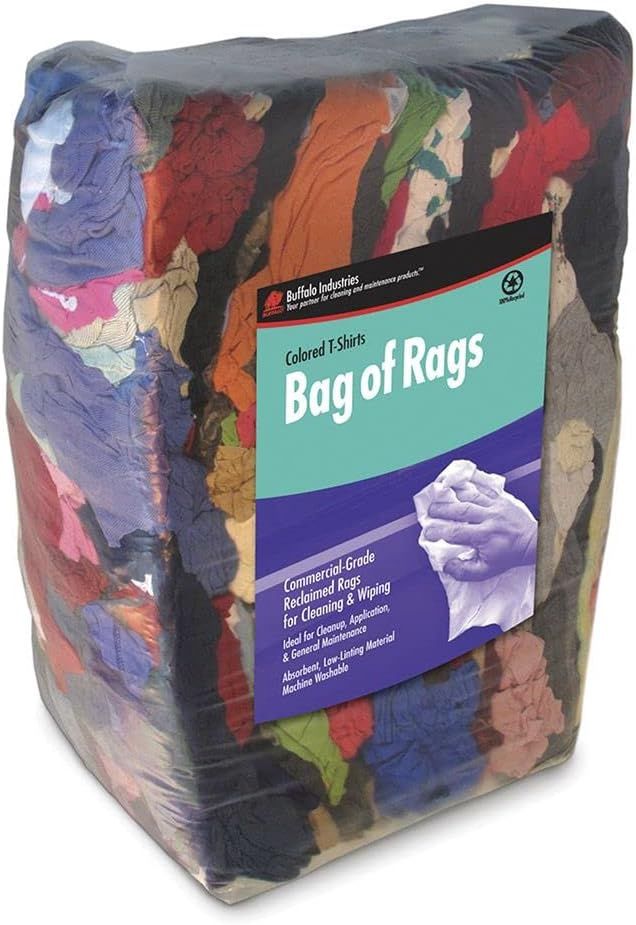 Recycled Multicolored T-Shirt Cloth Rags, 50 lb. bag, All-Purpose Rag for Cleaning, Paint Spills and Cleanup, Staining, Polishing, Dusting, Made from Recycled Materials
