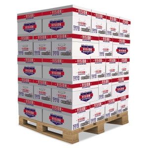 Pallet 7530013352623PL VISION Recycled Copy Paper, 92 Bright, 20 lb Bond Weight, 8.5 x 11, White, 500 Sheets/Ream, 10 Reams/Carton, 40 Cartons/Pallet