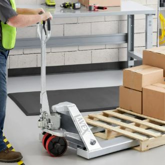 Lavex 27&quot; x 48&quot; Galvanized Steel Manual Pallet Jack - 6,600 lb. Capacity