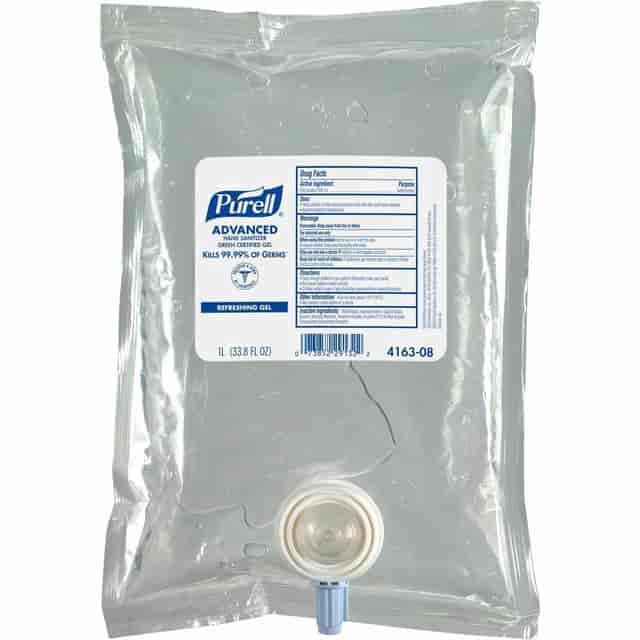 PURELL&amp;reg; Hand Sanitizer Gel - Fragrance-free Scent - 33.8 fl oz (1000 mL) - Kill Germs - Hand, Skin - Clear - Dye-free, Fragrance-free, Unscented, Bio-based -  EA