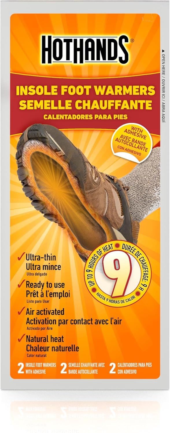 HotHands Insole Foot Warmers - Long Lasting Safe Natural Odorless Air Activated Warmers - Up to 9 Hours of Heat - 16 Pair, Black