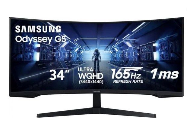 LC34G55TWWNXZA - SAMSUNG Odyssey G5 Curved Gaming Monitor 34" WQHD 3440 x 1440 (2K) 1ms (MPRT) 165Hz HDR10, HDMI, DisplayPort FreeSync Premium