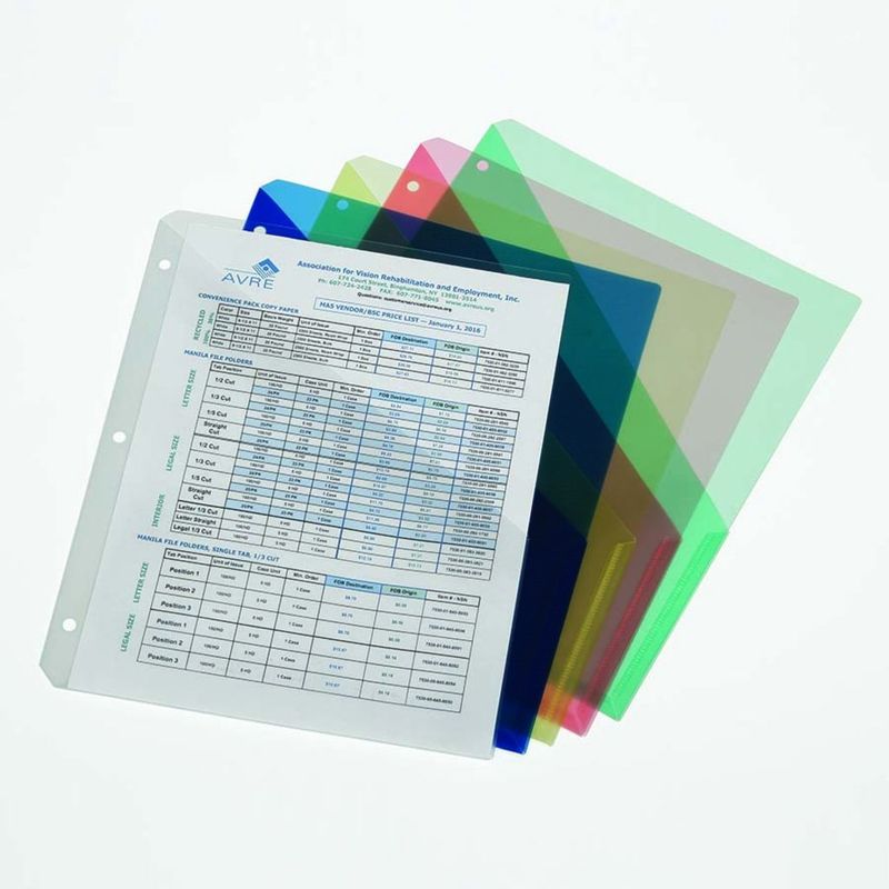 ABILITYONE 7520016615817 7520-01-661-5817 Project Jacket, Poly, Slash Cut, 3-Hole Punch, Translucent Assorted Colors, 11 1/4" x 9 1/4" 10 PG ABILITYONE 7520016615817 7520-01-661-5817 Project Jacket, Poly, Slash Cut, 3-Hole Punch, Translucent Assorted Colors, 11 1/4" x 9 1/4" 10 PG