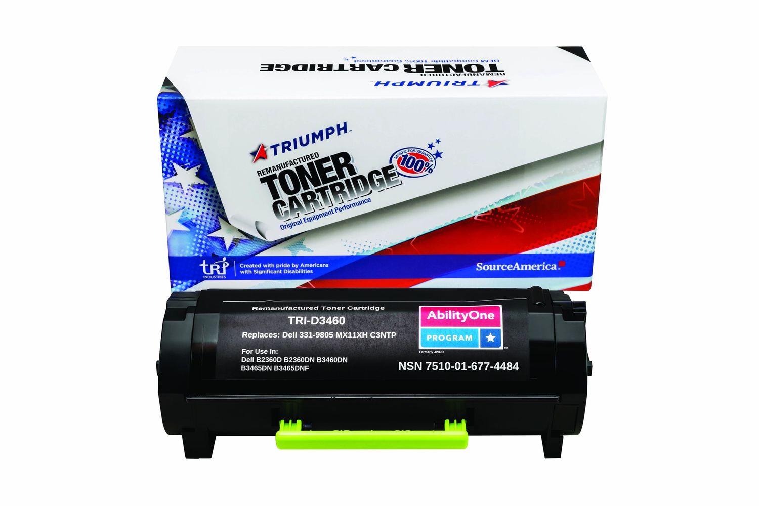 ABILITYONE 7510016774484 7510-01-677-4484  Toner Cartridge, Remanufactured Dell B2360d/B2360dn/B3460dn/B3465dn/B3465dnf, Black, 8500 Page Yield 1 EA