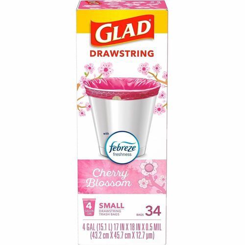 Glad Odorshield Cherry Blossom Trash Bags 4 Gallon