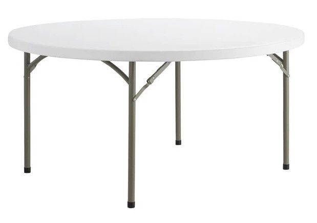 384ycz60rnd - Lancaster Table &amp; Seating 60" Round Heavy-Duty Granite White Plastic Folding Table with Sage Gray Legs