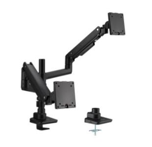 ABILITYONE 7110017256061 7110-01-725-6061  Dual Monitor Arm, Heavy-Duty Gas Spring, Adjustable, Black 1 EA