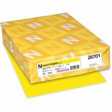 Exact Brights&amp;reg; Smooth Colored Paper - Yellow - Letter - 8 1/2" x 11" - 50 lb Basis Weight - Smooth - Printable, Lignin-free, Acid-free - Bright Yellow - 500 / Pack