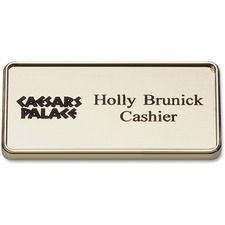 Xstamper Framed Name Badge With Logo - Logo Design - 1.5" Width x 3" Height - Rectangular Shape - Durable - Plastic - 1 Each