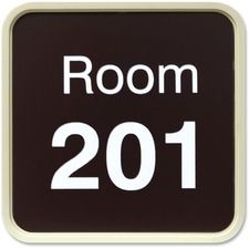 Xstamper Designer Framed Wall/Door Sign - 4" Holding Width x 4" Holding Height - Square Shape - Wall, Door - Rounded Corner - Plastic - Almond - 1 Each