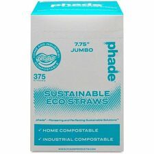 Phade Compostable Straws - 7.8" Height x - Polyhydroxyalkanoate (PHA) - Caribbean Blue - 375 / Box