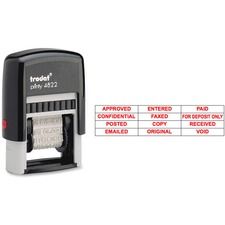 Trodat 12-Message Stamp - Message Stamp - APPROVED, CONFIDENTIAL, COPY, EMAILED, ENTERED, FAXED, FOR DEPOSIT ONLY, ORIGINAL, PAID, POSTED, RECEIVED, ... - 0.37" Impression Width x 1.25" Impression Len