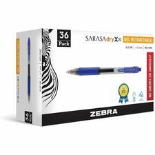 Zebra Pen Sarasa Gel Retractable Pens - Refillable - Retractable - Blue Ink - Gel-based - Translucent Barrel - 36 / Pack
