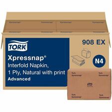 TORK Xpressnap Natural Environmental Print Dispenser Napkin N4 - 1 Ply - Interfolded - 13" Width x 8.50" Length - Natural - Fiber - 500/Pack - 12 / Carton