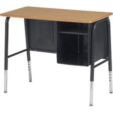 Virco Junior Executive 765 Student Desk - Laminated Rectangle Top - Adjustable Height - 22" to 30" Adjustment - 34" Table Top Length x 20" Table Top Width - 30" Height - Assembly Required - Charcoal B